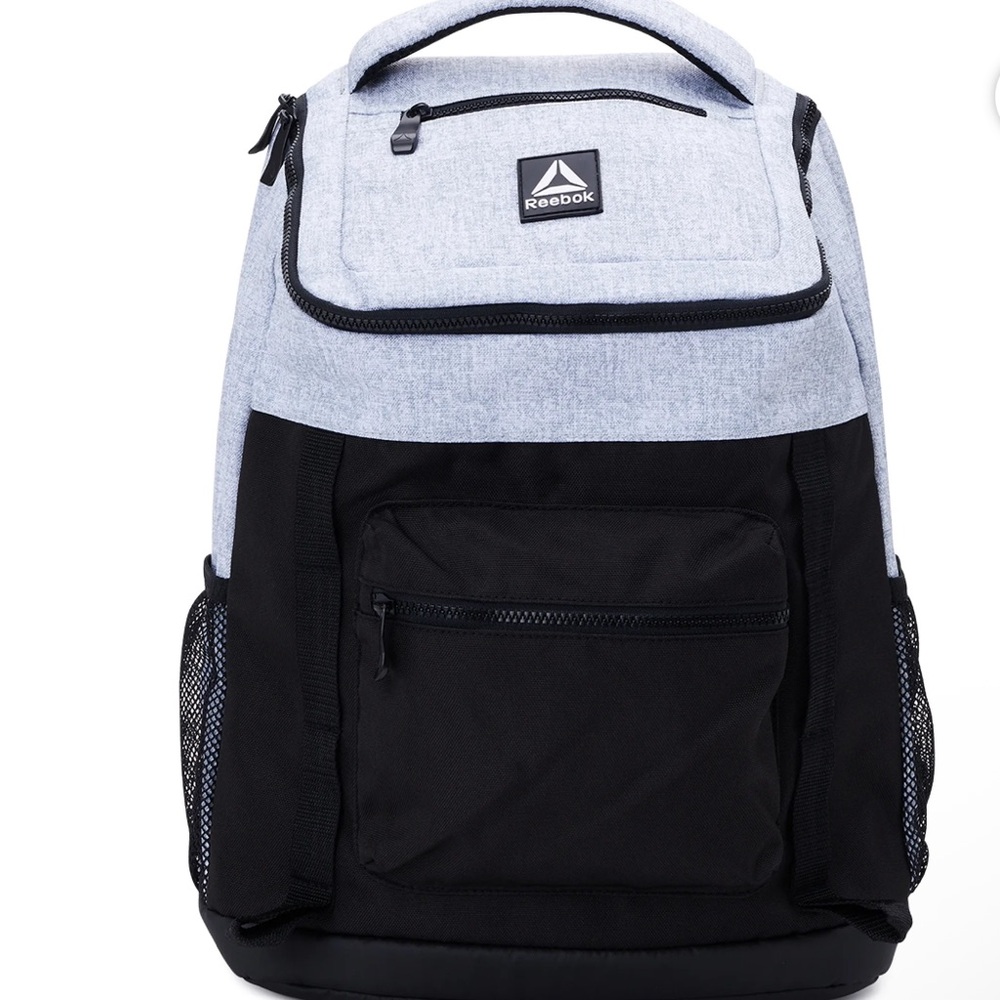 Reebok Light Heather Grey & Black Bobbie Top Loader 18.5" Laptop Backpack